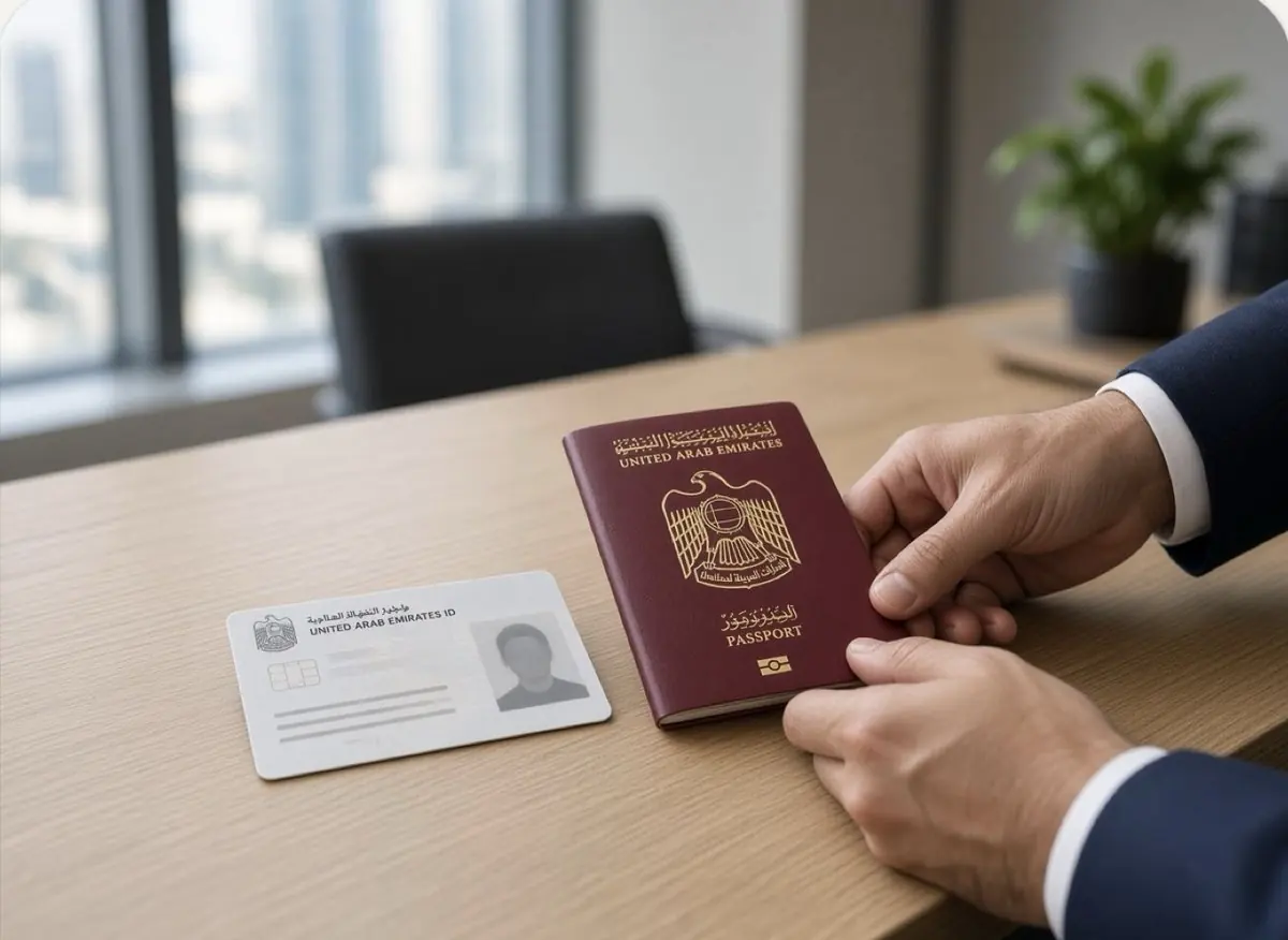 Passport and Emirates ID application being prepared